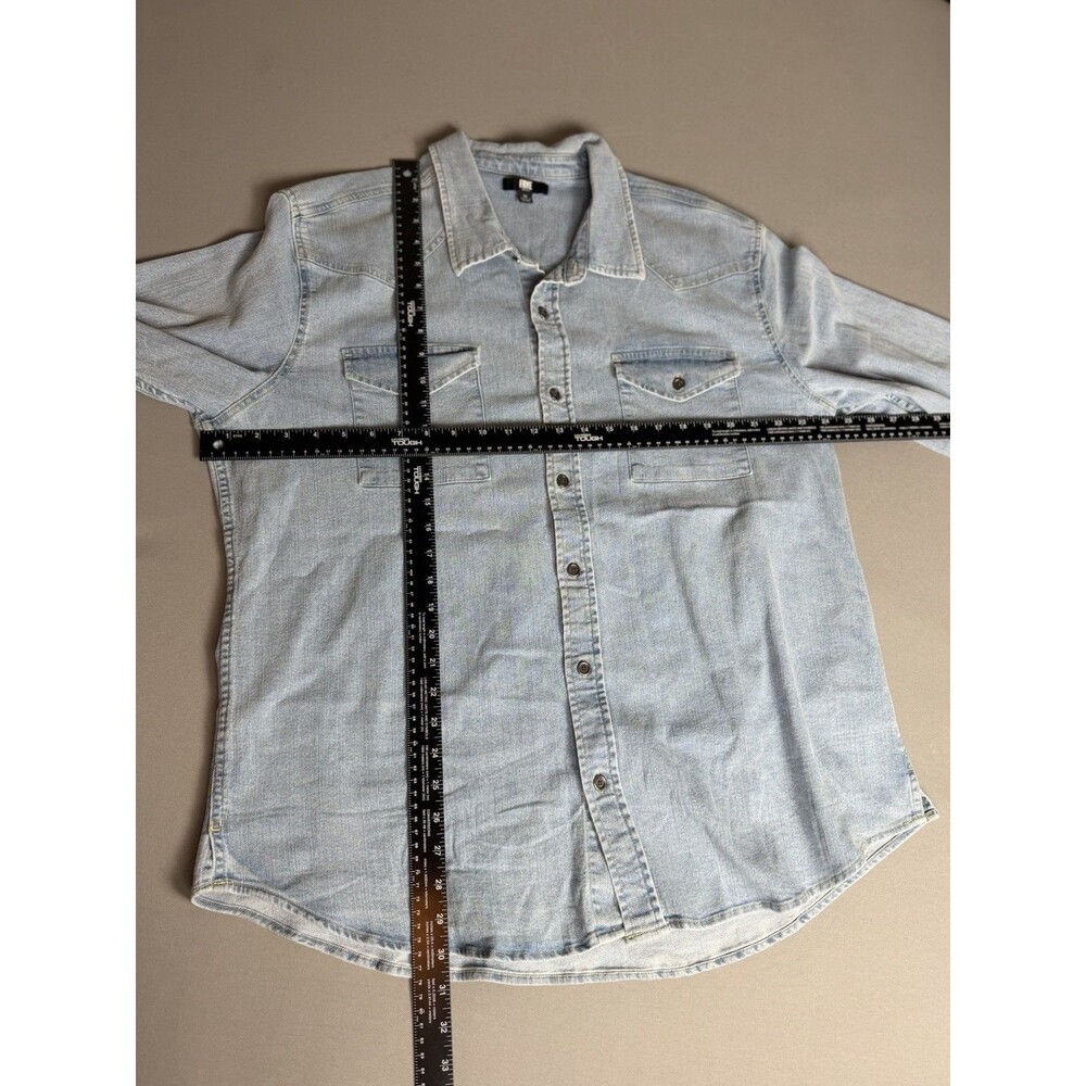 Frye Men's Western Vintage Denim Button-Down Shirt Light Wash Size XL - Picture 10 of 12